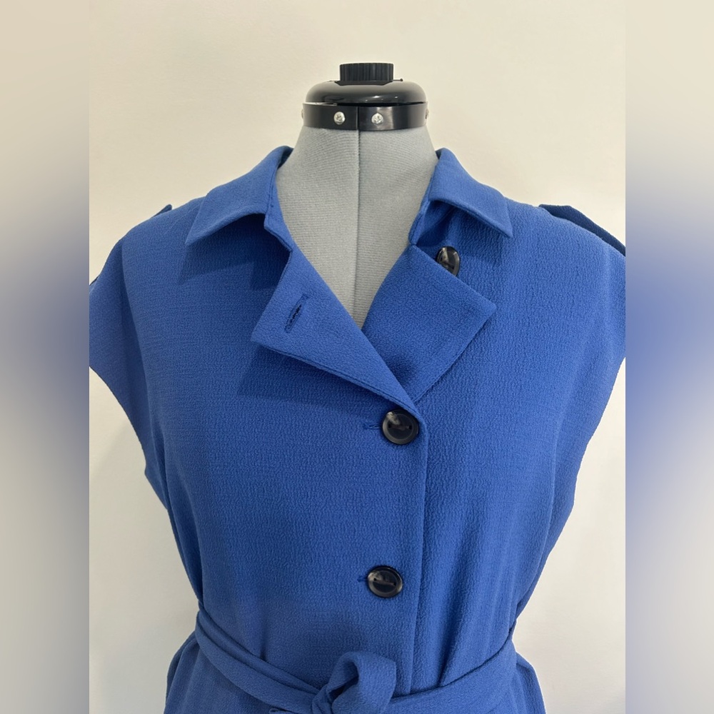 BCBG GENERATION - Sleeveless Belted Textured Dress Azure Blue Size S - Picture 4 of 7
